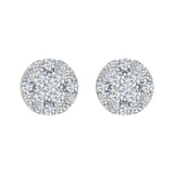 3/4 Carat Cluster Diamond Stud Earrings in Gold - IGI Certified