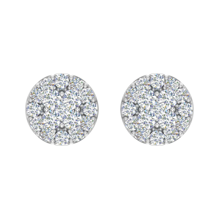3/4 Carat Cluster Diamond Stud Earrings in Gold - IGI Certified