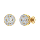 3/4 Carat Cluster Diamond Stud Earrings in Gold - IGI Certified