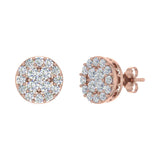 1 Carat (ctw) Cluster Diamond Stud Earrings in Gold - IGI Certified