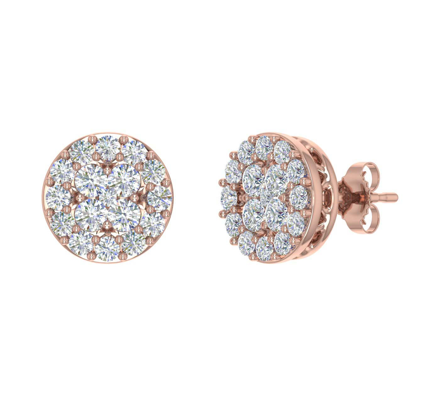 1 Carat (ctw) Cluster Diamond Stud Earrings in Gold