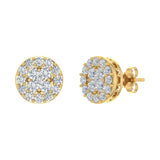 1 Carat (ctw) Cluster Diamond Stud Earrings in Gold - IGI Certified