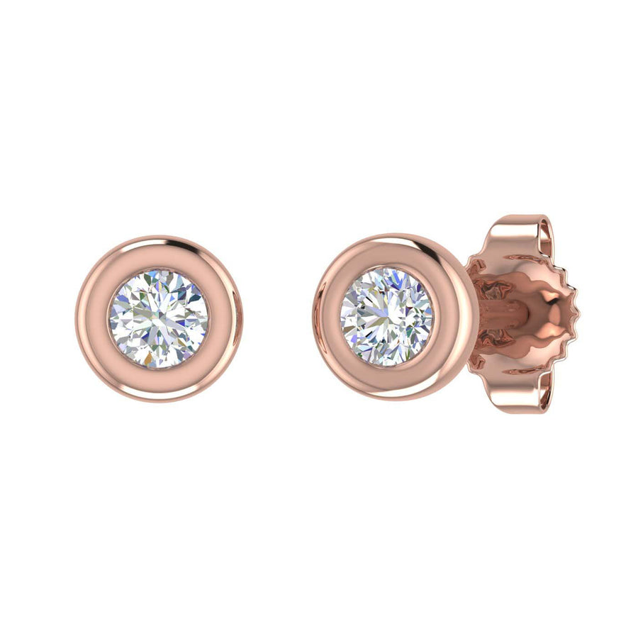 Gold Bezel Set Round Diamond Stud Earrings (1/10 Carat)