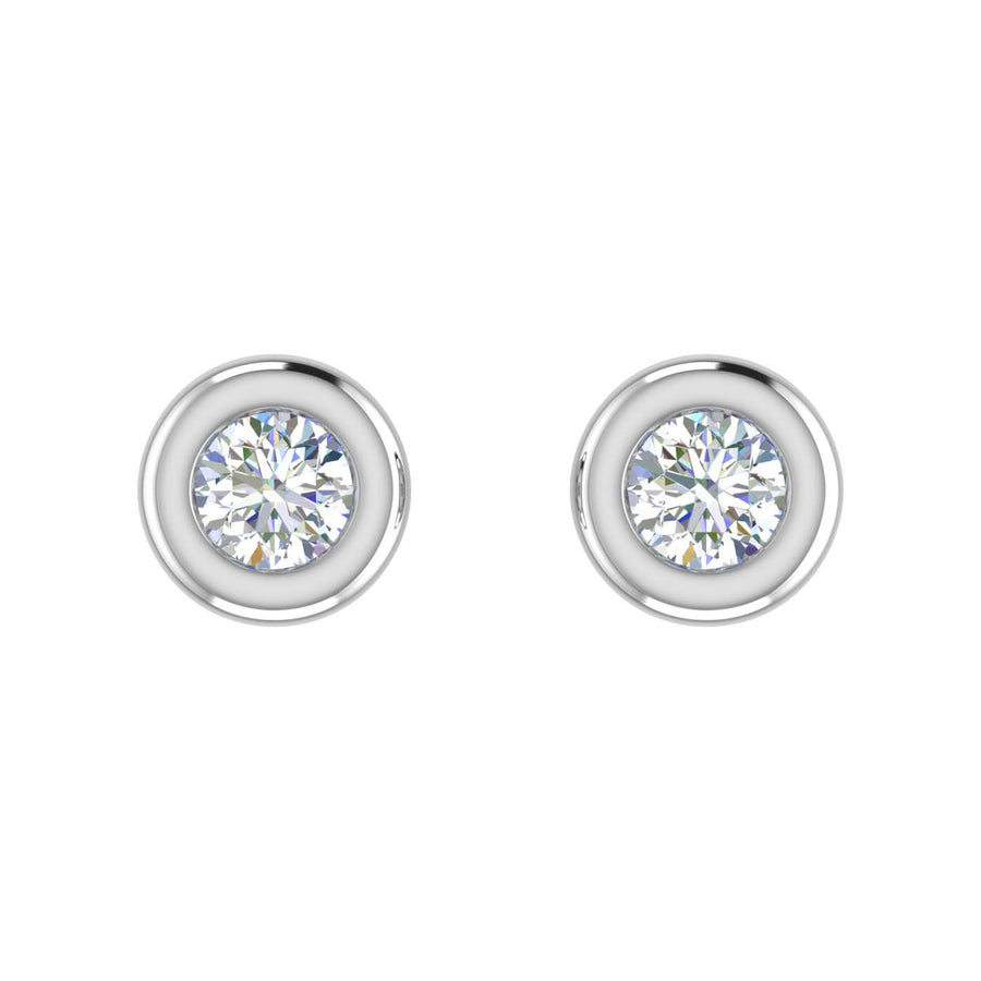 Gold Bezel Set Round Diamond Stud Earrings (1/10 Carat)