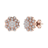 1/3 Carat Diamond Cluster Flower Stud Earrings in Gold