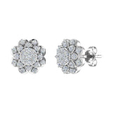 1/3 Carat Diamond Cluster Flower Stud Earrings in Gold