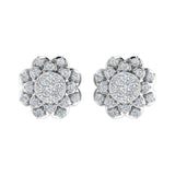 1/3 Carat Diamond Cluster Flower Stud Earrings in Gold