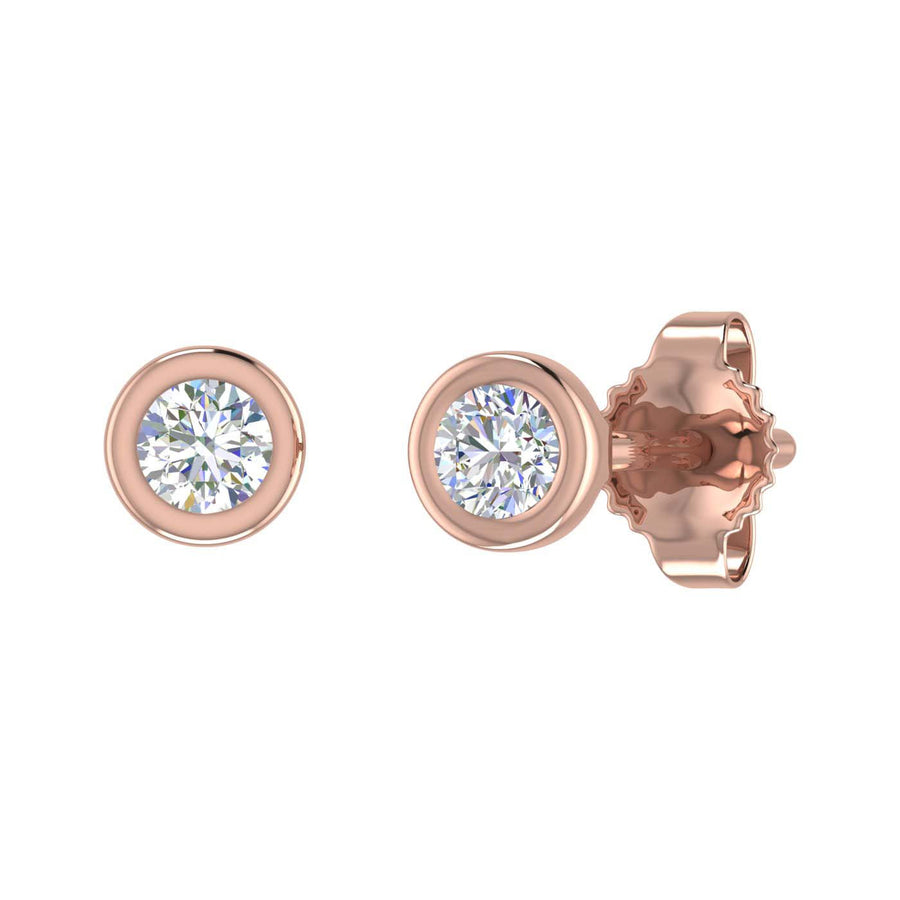 0.14 Carat Bezel Set Diamond Stud Earrings in Gold
