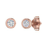 0.14 Carat Bezel Set Diamond Stud Earrings in Gold - IGI Certified