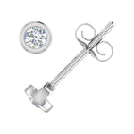 0.14 Carat Bezel Set Diamond Stud Earrings in Gold-Side View