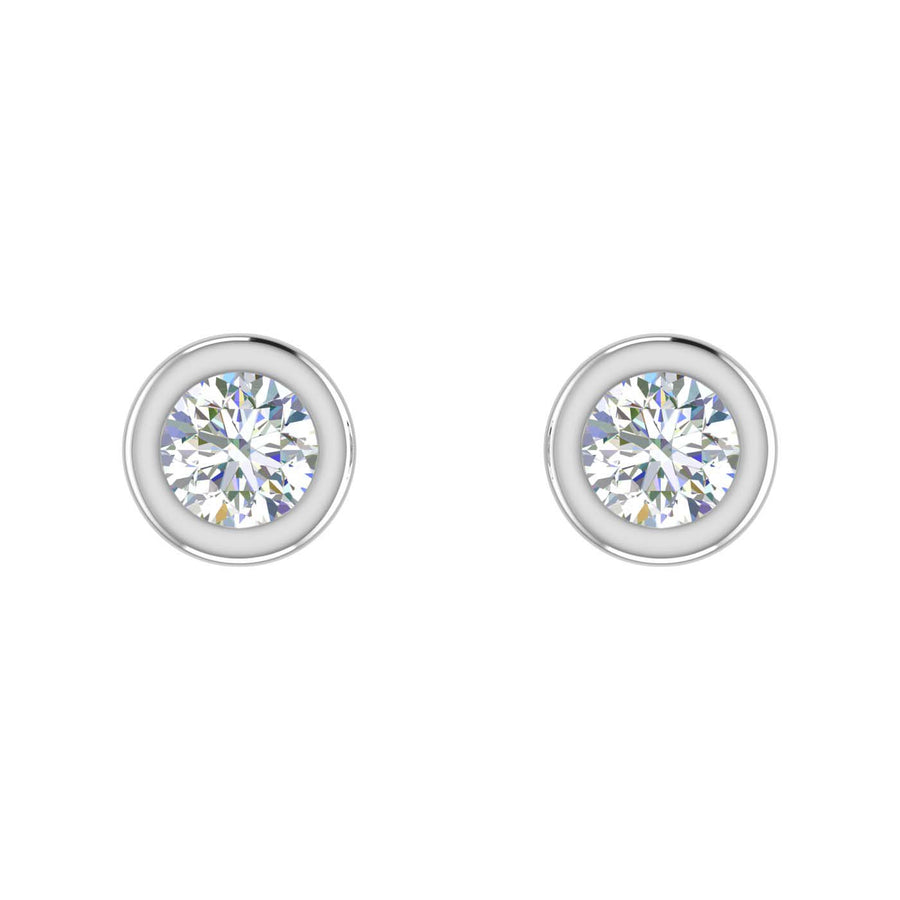 0.14 Carat Bezel Set Diamond Stud Earrings in Gold - IGI Certified