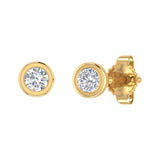 0.14 Carat Bezel Set Diamond Stud Earrings in Gold - IGI Certified