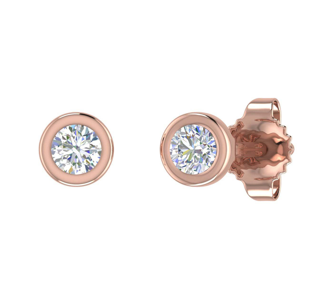 1/5 Carat Bezel Set Diamond Stud Earrings in Gold