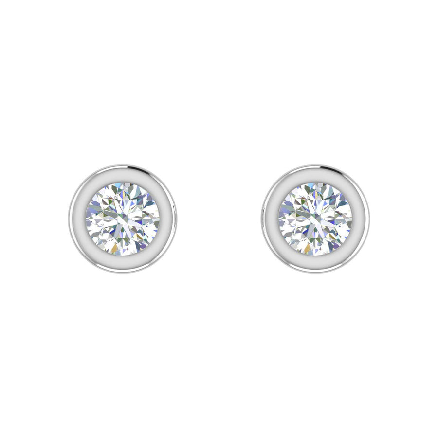 1/5 Carat Bezel Set Diamond Stud Earrings in Gold - IGI Certified