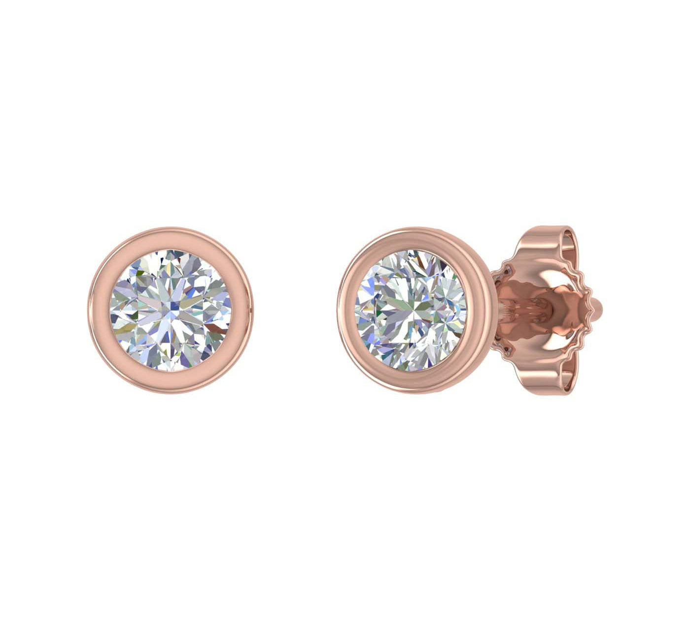 Bezel Set Diamond Stud Earrings in Gold (0.35 Carat)