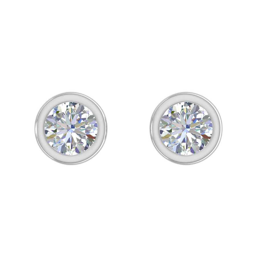 Bezel Set Diamond Stud Earrings in Gold (0.35 Carat) - IGI Certified