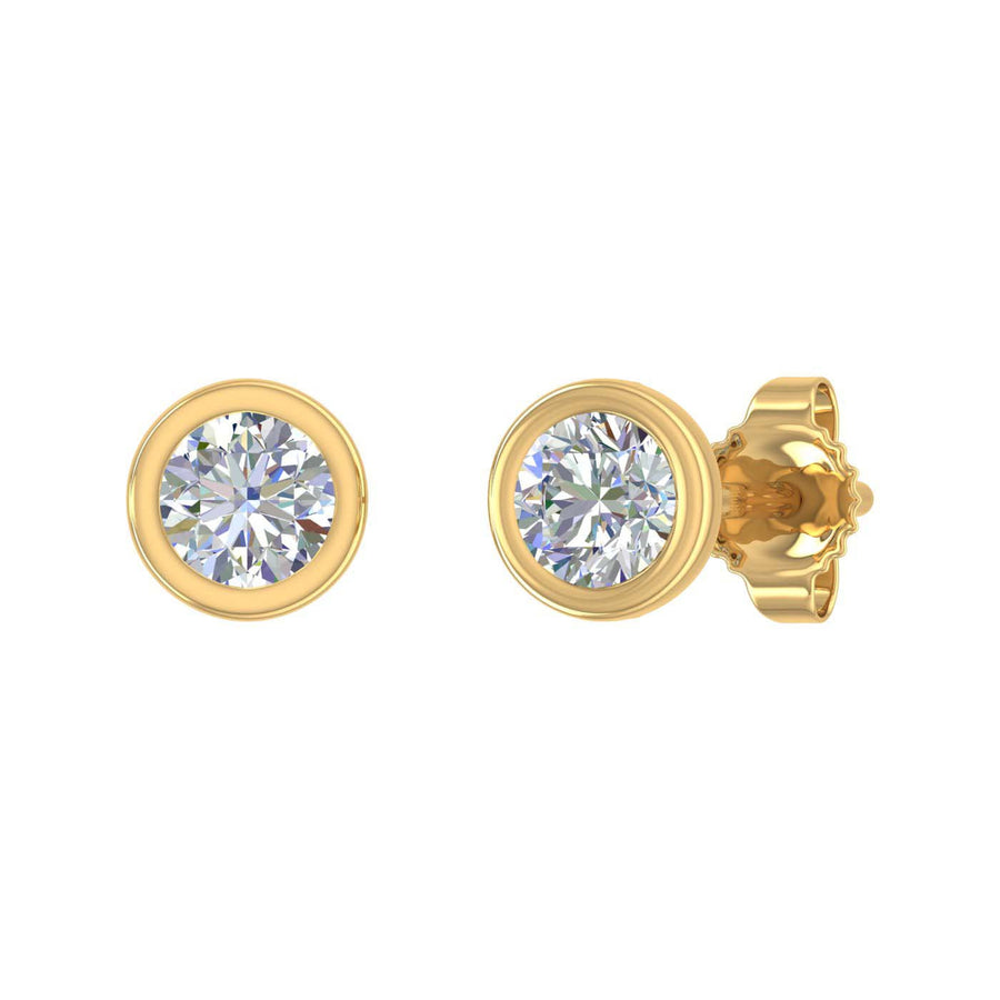 Bezel Set Diamond Stud Earrings in Gold (0.35 Carat) - IGI Certified
