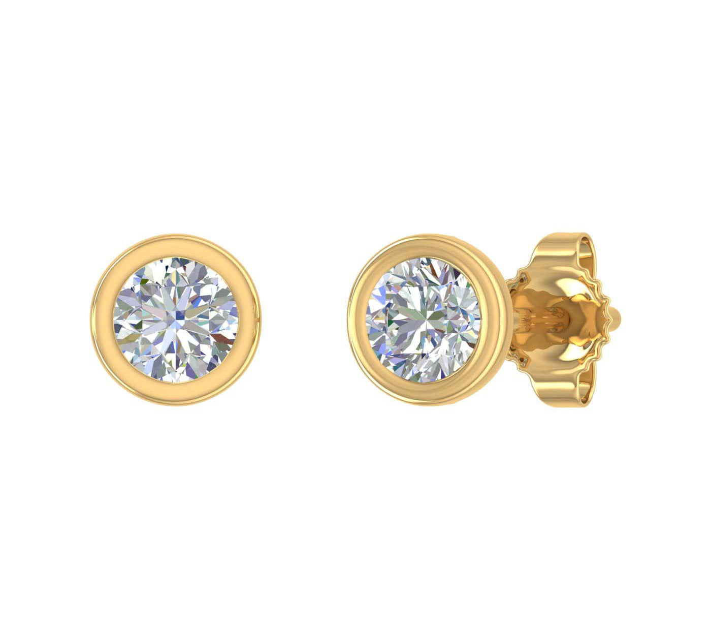 Bezel Set Diamond Stud Earrings in Gold (0.35 Carat)