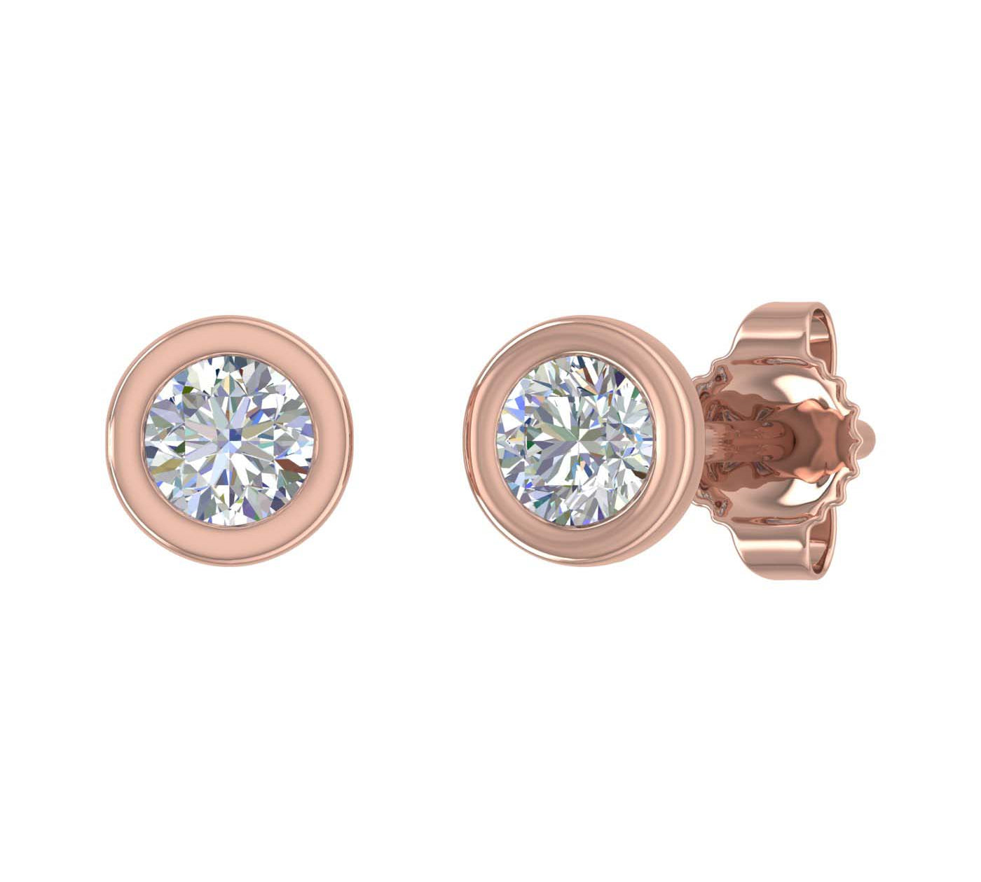 0.27 Carat Bezel Setting Diamond Stud Earrings in Gold - Preview 11
