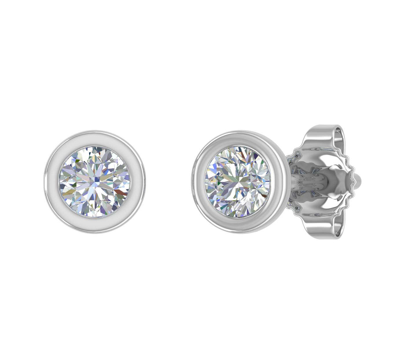 0.27 Carat Bezel Setting Diamond Stud Earrings in Gold - Preview 12