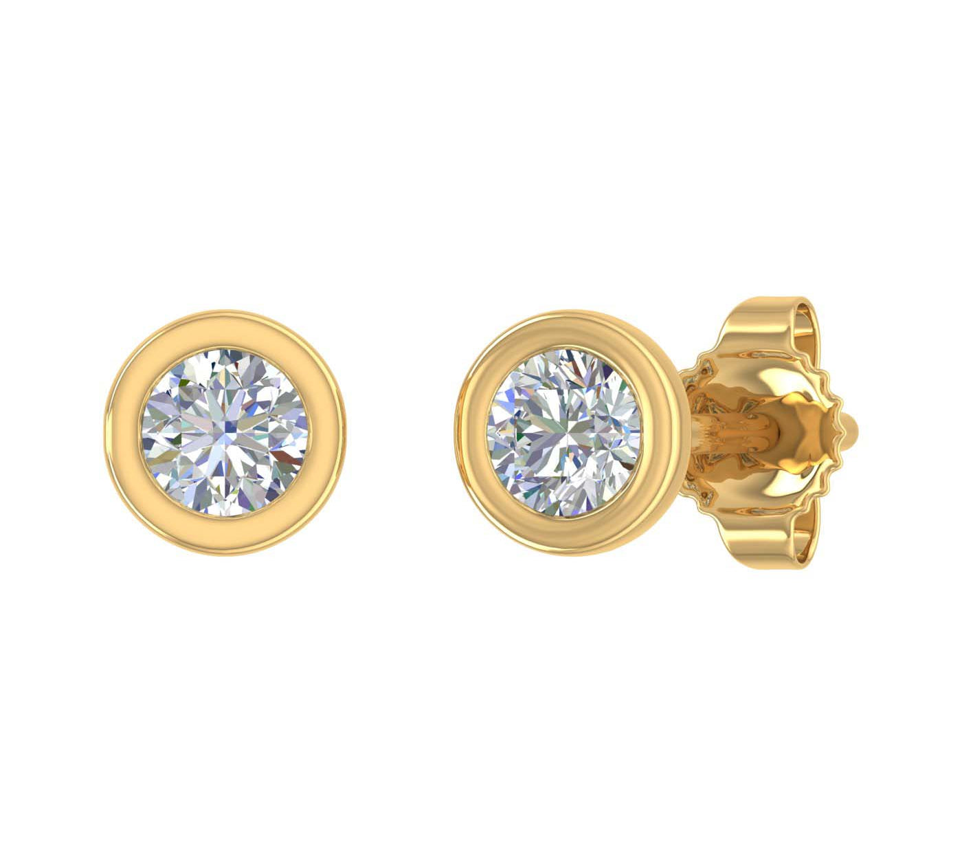 0.27 Carat Bezel Setting Diamond Stud Earrings in Gold - Preview 10