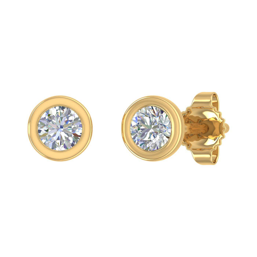 0.27 Carat Bezel Setting Diamond Stud Earrings in Gold