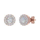 1/2 Carat Halo Diamond Stud Earrings in Gold