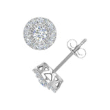 1/2 Carat Halo Diamond Stud Earrings in Gold