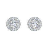 1/2 Carat Halo Diamond Stud Earrings in Gold