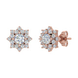 1/2 Carat Halo Diamond Stud Earrings in Gold