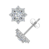 1/2 Carat Halo Diamond Stud Earrings in Gold