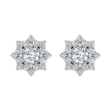 1/2 Carat Halo Diamond Stud Earrings in Gold - IGI Certified