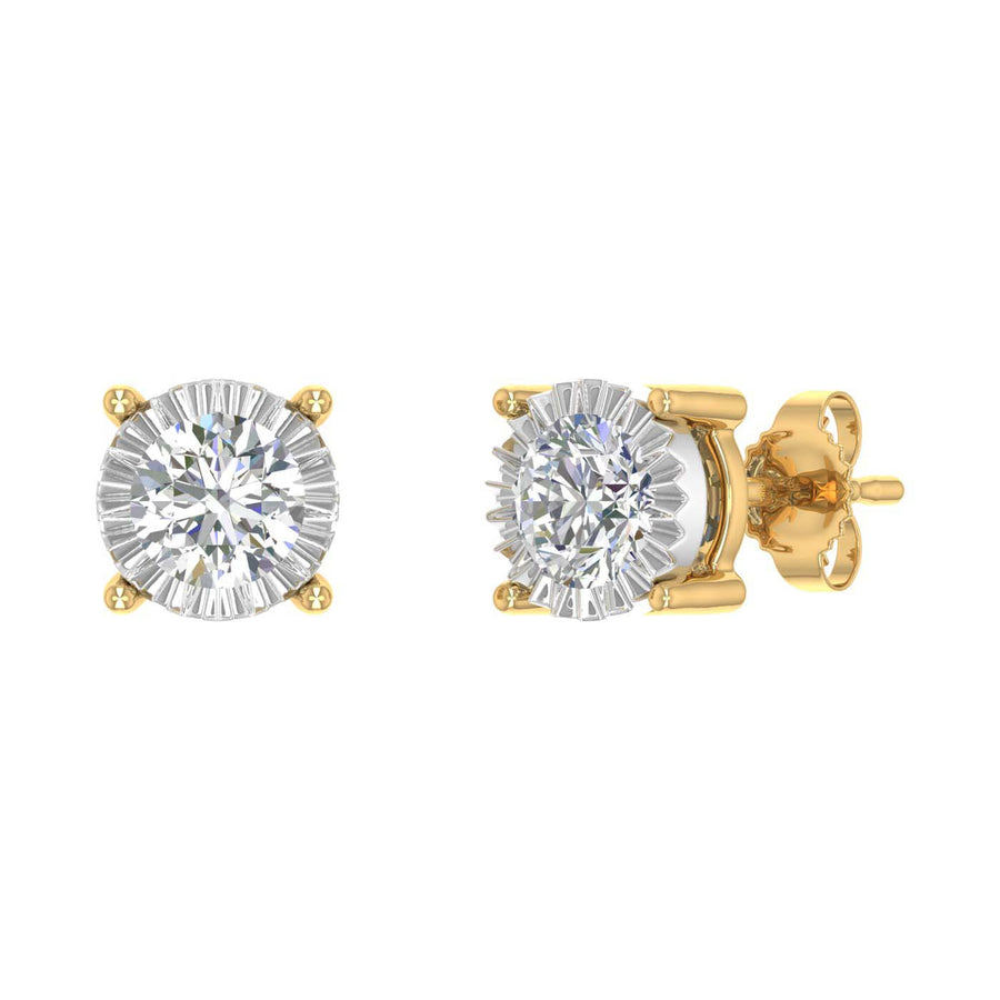 1/2 Carat Pave Set Diamond Stud Earrings in Gold