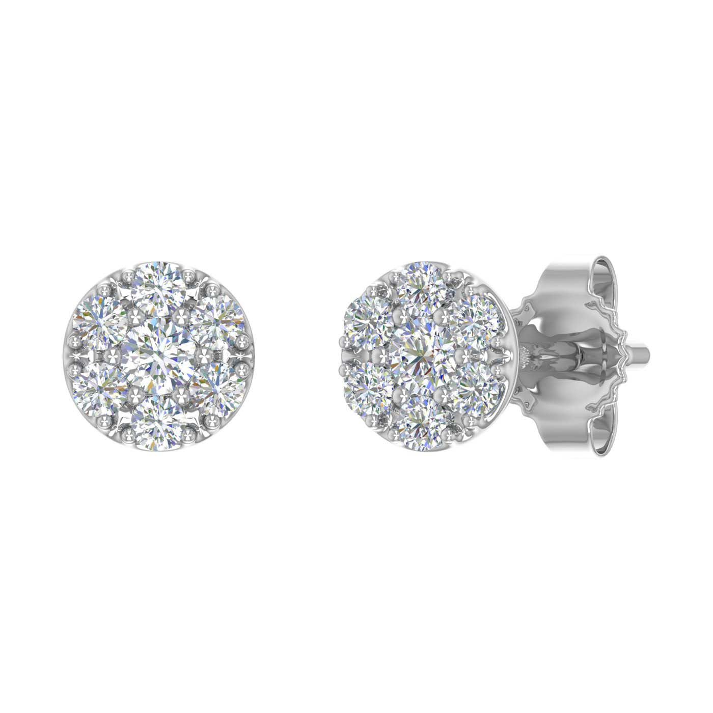 0.15 Carat Cluster Diamond Stud Earrings in Gold-ER-03431-I1I2-14KW
