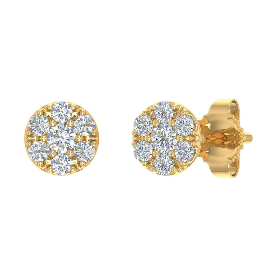 0.15 Carat Cluster Diamond Stud Earrings in Gold - IGI Certified