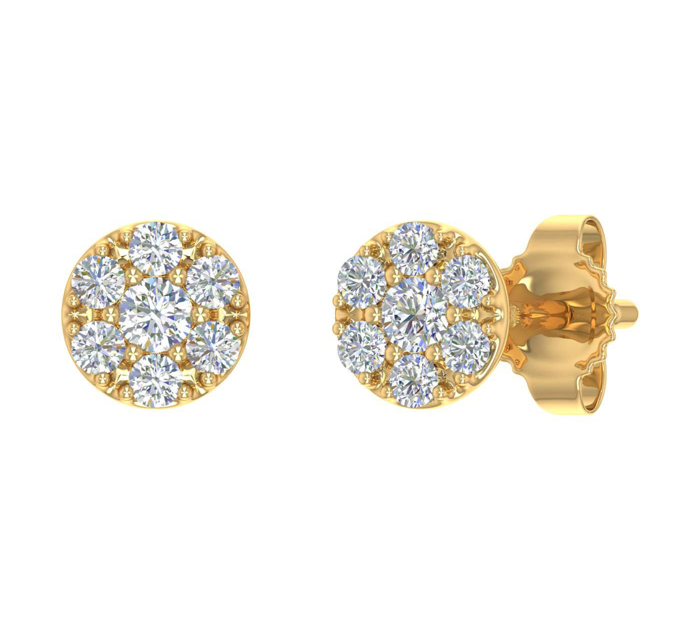 0.15 Carat Cluster Diamond Stud Earrings in Gold