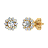 1/3 Carat Cluster Diamond Stud Earrings in Gold