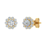 1/2 Carat Cluster Diamond Stud Earrings in Gold