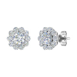 1 Carat (ctw) Cluster Diamond Stud Earrings in Gold - IGI Certified