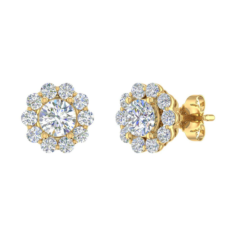 1 Carat (ctw) Cluster Diamond Stud Earrings in Gold