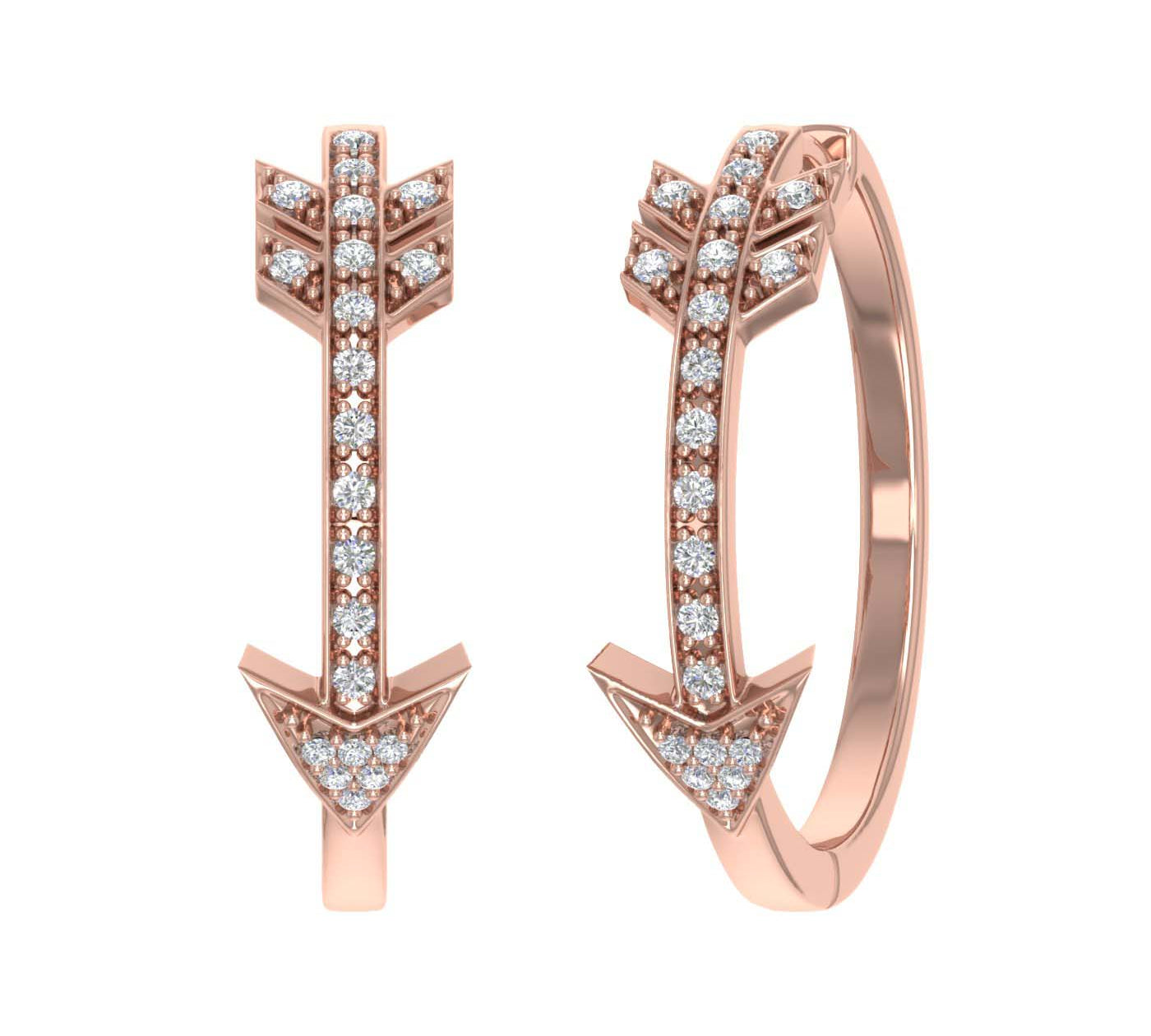 1/4 Carat Diamond Arrow Hoop Earrings in Gold - IGI Certified