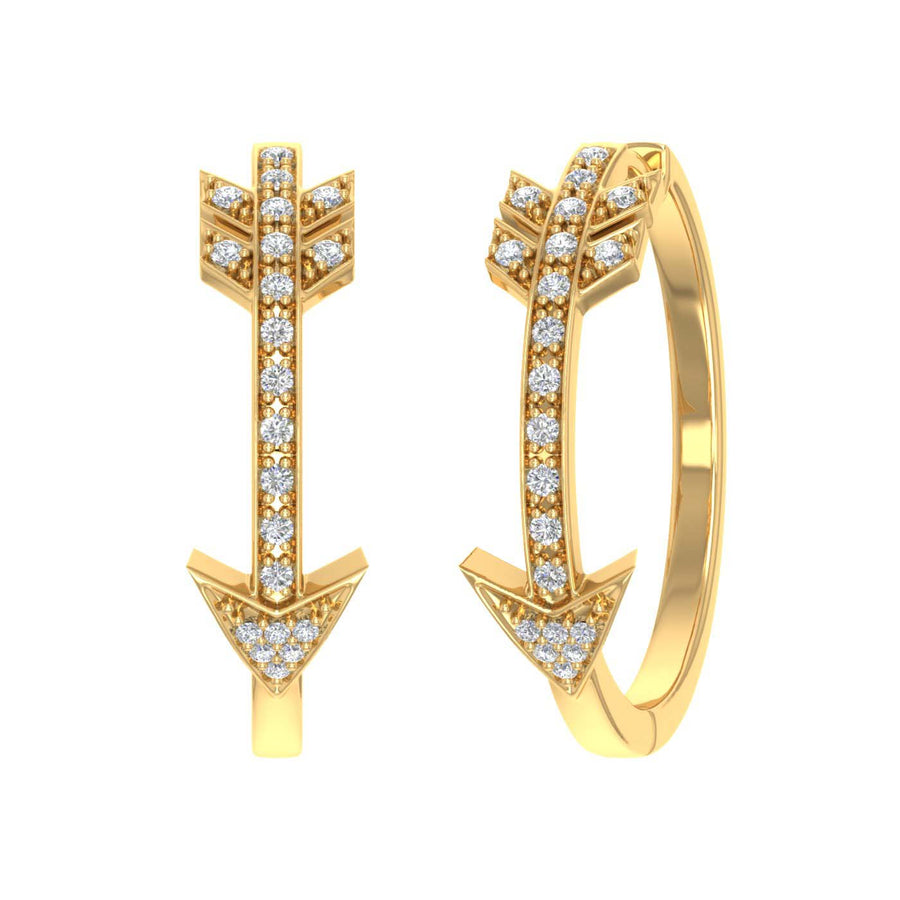 1/4 Carat Diamond Arrow Hoop Earrings in Gold - IGI Certified