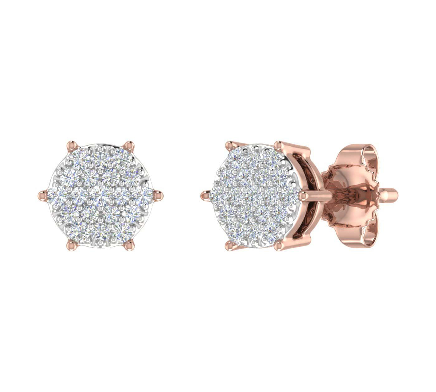 0.15 Carat Diamond Cluster Earrings in Gold - IGI Certified