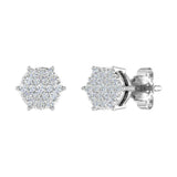 0.15 Carat Diamond Cluster Earrings in Gold - IGI Certified