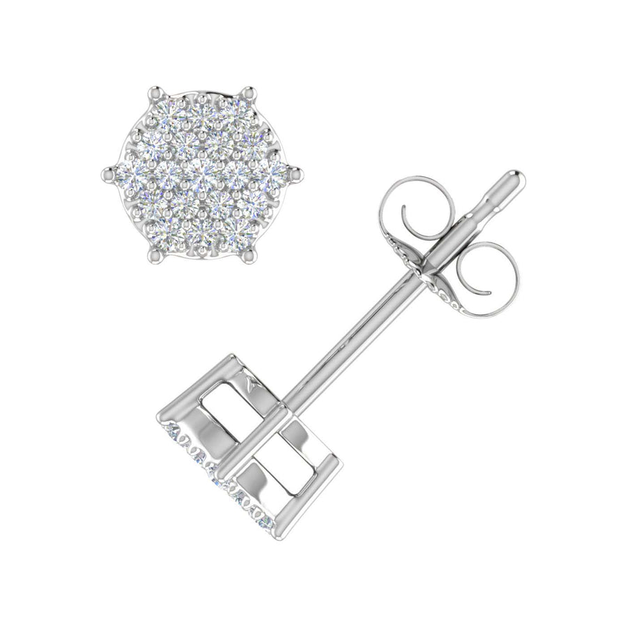0.15 Carat Diamond Cluster Earrings in Gold - IGI Certified