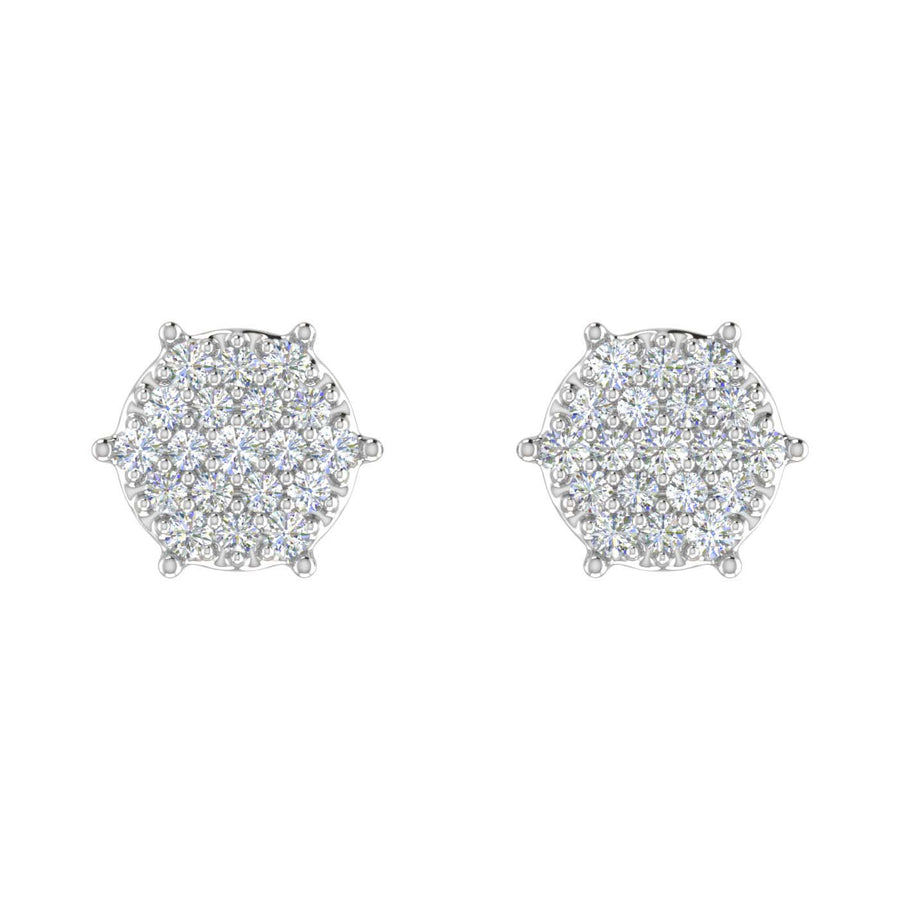 0.15 Carat Diamond Cluster Earrings in Gold - IGI Certified