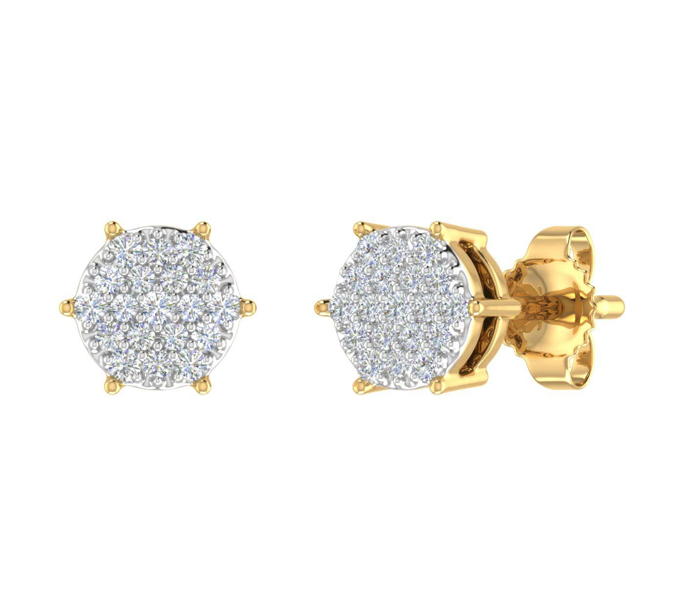 0.15 Carat Diamond Cluster Earrings in Gold - IGI Certified