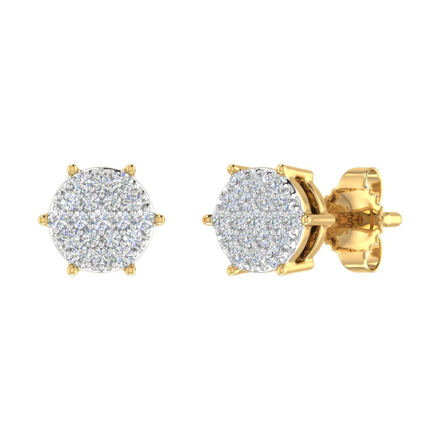 0.15 Carat Diamond Cluster Earrings in Gold