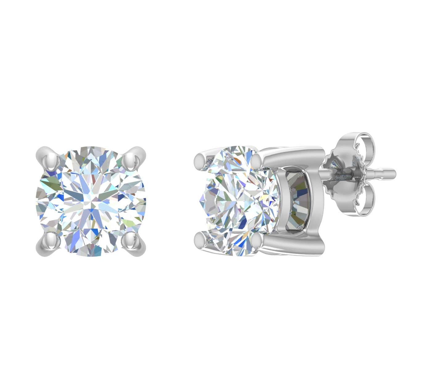 1 Carat Diamond Stud Earrings in Gold-ER-03548-0100-I2I3J-14KW-Preview 3