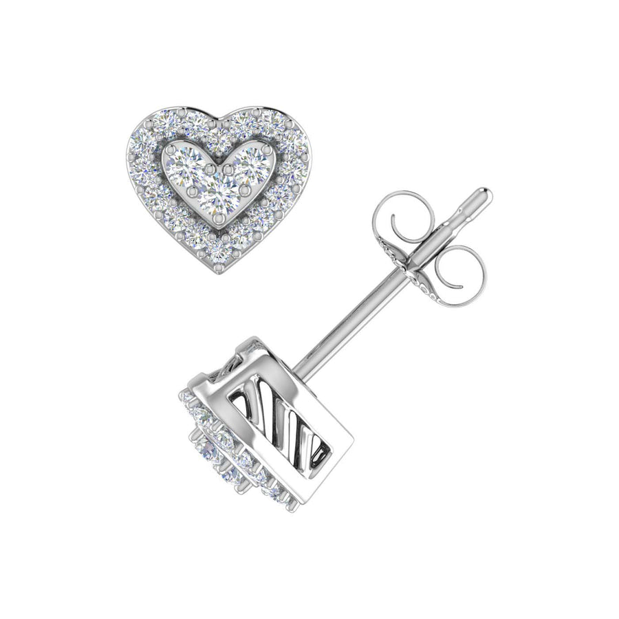 1/5 Carat Diamond Heart Shaped Stud Earrings in Gold - IGI Certified
